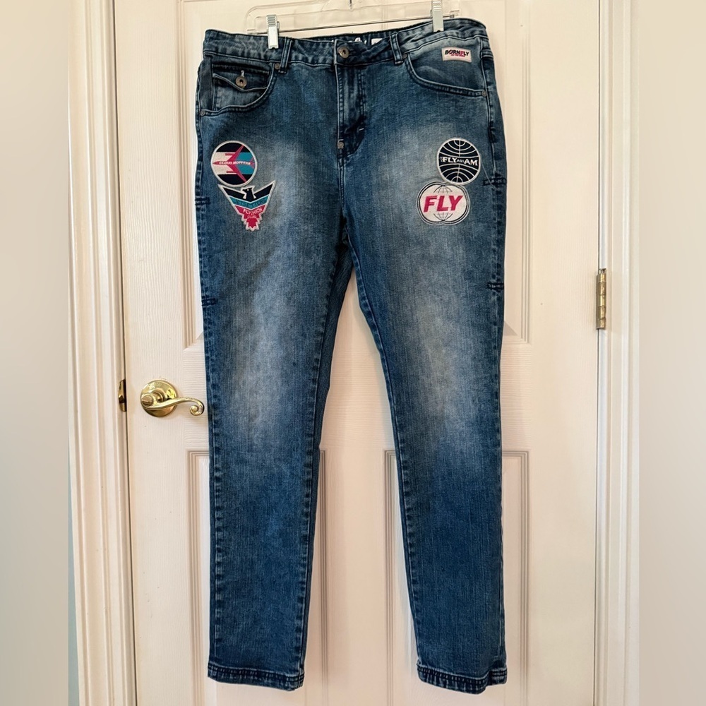 Born Fly Cloud Hopper Patched/Logo Jeans. Men's Size 36